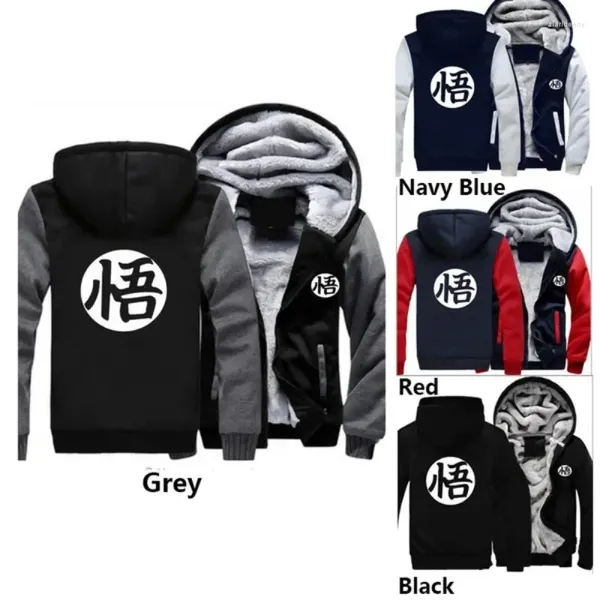 Chaquetas para hombres Japón Anime D-Dragons Sun Wukong Suéter Ball Z Algodón acolchado Invierno Cálido Sudadera con capucha Franela Abrigos Tops Goku Béisbol Jackers