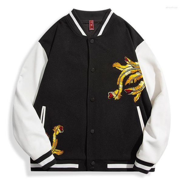 Chaquetas de hombre estilo japonés Otoño Invierno suelta China-Chic Phoenix bordado chaqueta de béisbol Retro Tops