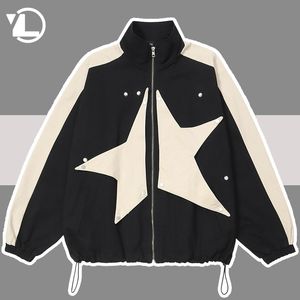 Vestes pour hommes Japonais Harajuku Hommes Détachable Star Patchwork College Veste Couples Hip Hop Y2K Color Block Zipup Baseball Manteaux 230810