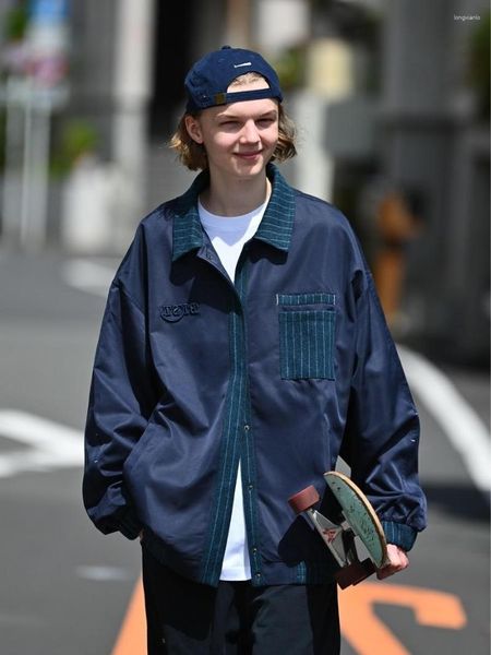 Vestes pour hommes japonais rétro Cityboy Patchwork veste de Baseball printemps et automne marque à la mode lâche couleur correspondant Couple travail