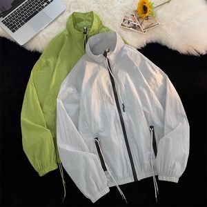 Vestes pour hommes col montant japonais Protection solaire pour hommes femmes été mince glace soie Cool manteau extérieur UV pardessus
