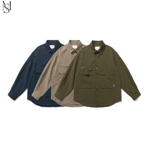 Vestes pour hommes Style japonais rétro extérieur fonctionnel chemise de travail hommes ample automne Cityboy couleur unie montagne