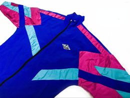 Vestes pour hommes Japonais Vintage Patchwork Veste de sport Hommes surdimensionné Y2K Zip Up Retro Coupe-vent Streetwear Unisexe Manteau léger