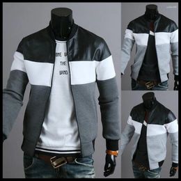 Herenjassen Jas Herfst Kleding Mannen Bomber Uitloper Heren Stand Kraag Lederen Patchwork Jas Jas Streetwear Zip Up Veste Homme