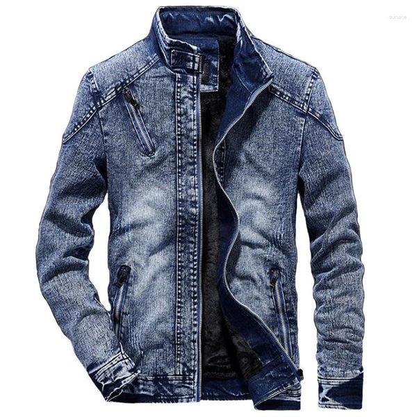 Chaquetas para hombres Jeans Chaqueta Hombres Casual Vintage Denim Mens Windbreaker Terciopelo Abrigos Cálidos Hombre Streetwear Jean Jaqueta Masculino