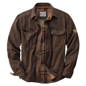 Vestes pour hommes Chemise de compagnon Veste Cargo Manteau militaire Épais Double poches poitrine Extérieur pour homme