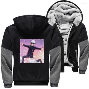 Herenjacks jujutsu kaisen grappige gojo satoru manga anime streetwear hiphop dikke winterjack mannen warme fleece sweatshirt jas