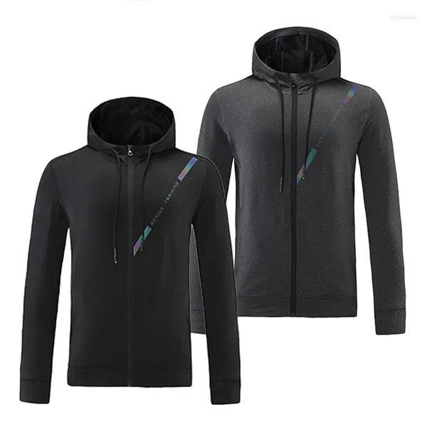 Vestes pour hommes KAMB Veste de course pour hommes Sports Fitness Manches longues Manteau à capuche Entraînement en plein air Jogging Vêtements Sportswear Zipper