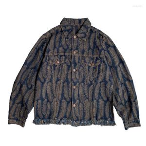 Herenjacks Kapital Denim 2023 Zomer Japans maakte oude veer Tassel Jacquard Rapel Personaliseerde casual jas voor vrouwen