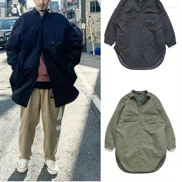 Chaquetas para hombre KAPITAL Long Silhouette Loose Clip Cotton Windbreaker Coat Casual WY756