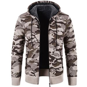 Chaquetas para hombres Cardigan de punto Camuflaje Impreso Suéter Casual Tendencia Suelta Con Capucha 220907