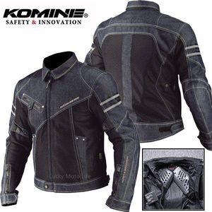 Herenjassen KOMINE JK006 Jas Lente Ademend Denim Mesh Racing Ride Hoogwaardige valweerstand Kleding Motorjas 230925