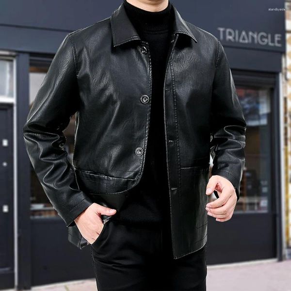 Vestes pour hommes KOODAO Hommes Vêtements Revers Mode Casuals Outdoor Moto Riding pour l'hiver Marron / Noir