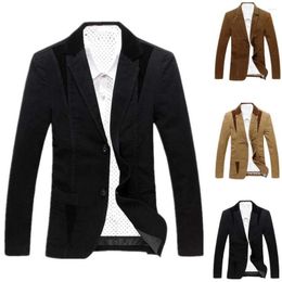 Heren Jackets Koreaanse stijl Men Blazer Color Block Single Breasted Autumn Winter Slim Pockets Pak Coat voor kantoor Fit herenkleding