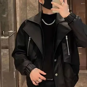 Vestes masculines Version coréenne 2024 Fashion Design Motorcycle Style printemps automne japonais rétro noir en cuir polyvalent lâche veste