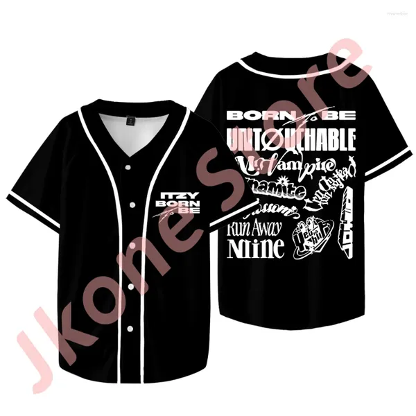 Vestes masculines kpop itzy pour être tournée en jersey jersey femme fashion fashion t-shirts à manches courtes décontractées veste de baseball