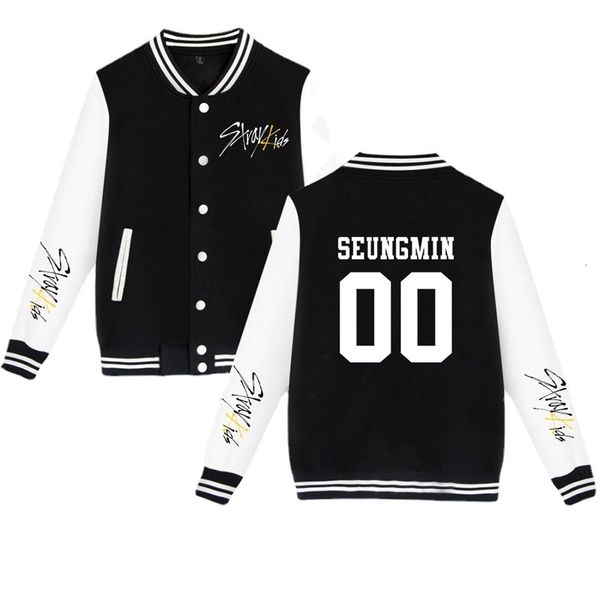 Vestes pour hommes Kpop Stray Kids Baseball Jacket Bomber Jacket Femmes / Hommes Album Jaune Bois Casual Sweat-shirt Hit Hop Coréen Streetwear Vêtements 230821