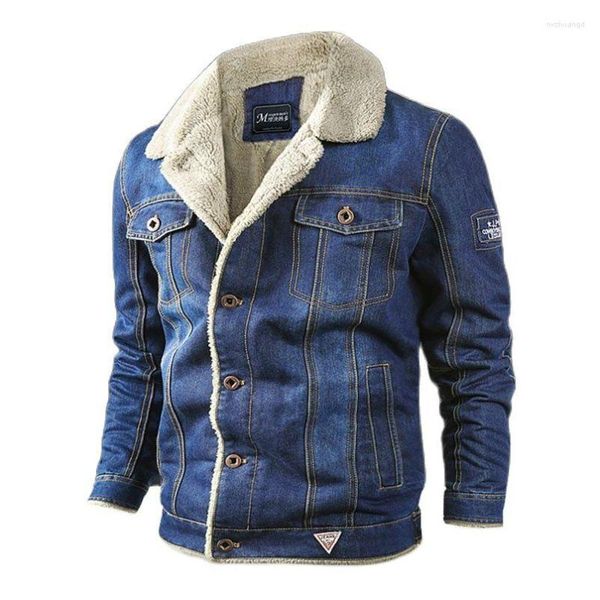 Chaquetas para hombres L-6XL Tallas grandes Denim Chaqueta de invierno Hombres Cashmere Terciopelo Grueso Abrigo cálido Hombre Jeans de gran tamaño Ropa masculina Algodón agradable