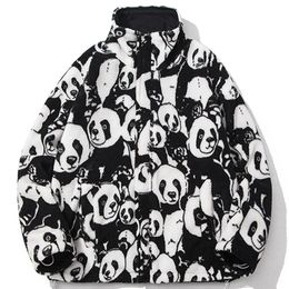 Heren Jassen Beter Winterjas Mannen Vrouwen Panda Sherpa Reversible Jacket Streetwear Rits Parka Katoenen Losse Dikke Uitloper Tops