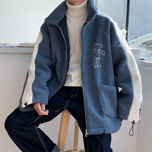 Chaquetas para hombre, chaqueta gruesa de lana de cordero para hombre, abrigo informal de moda informal de oso pequeño de gran tamaño, ropa Harajuku cálida de estilo coreano