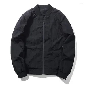 Vestes pour hommes LANBAOSI 2023 Haute qualité Zip Up Veste décontractée Noir Gris Clair Moto Bomber léger