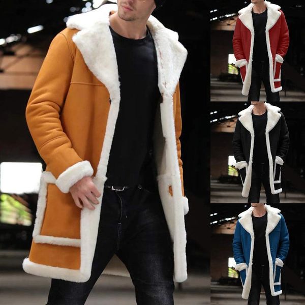 Chaquetas para hombres Solapa Cuello de piel Forro polar Chaqueta de invierno Hombres A prueba de viento Cálido Parka Abrigo Masculino Ropa al aire libre Ropa de abrigo larga y gruesa