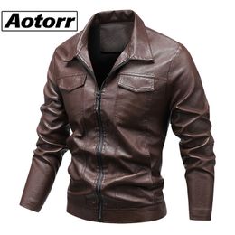 Chaquetas para hombres Solapa Cuero Primavera Otoño Casual Retro Motocicleta PU Chaqueta Puño Cremallera Cálido Cómodo A prueba de viento Hombres Abrigo 230824