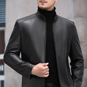 Herenjassen groot formaat herfst mode trend jassen stijl slanke stand-up kraag motorfiets lederen jas pu 4xl