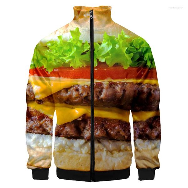 Vestes pour hommes LCFA marque 3D imprimé drôle nourriture Burger parodie veste décontractée mode Streetwear hommes lâche sport manteau Baseball