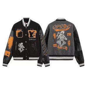 2023 nouveaux hommes vestes en cuir Baseball veste mode Varsity Bomber sport coupe-vent fermeture éclair manteaux vêtements d'extérieur manteau taille