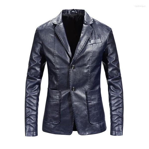 Vestes pour hommes en cuir Blazer homme 2023 printemps automne mode veste robe costume manteau mâle affaires décontracté Pu Blazers