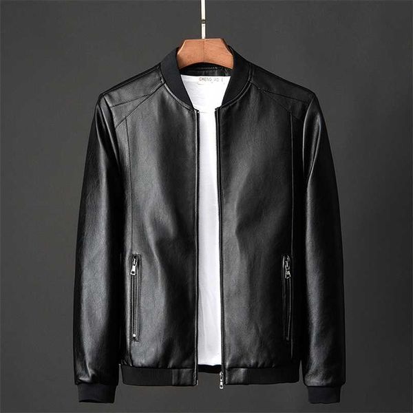 Vestes pour hommes en cuir blouson aviateur en cuir pour hommes style coréen mince mince vêtements à la mode mens manteaux en fausse fourrure 211111