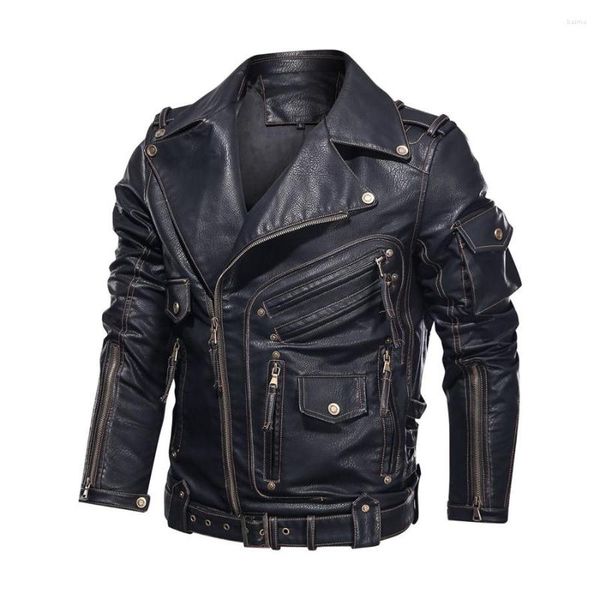 Vestes pour hommes veste en cuir manteau hommes décontracté PU moto coupe-vent manteaux Biker Outwear coupe-vent Jaqueta Masculina
