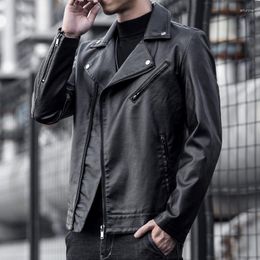 Vestes pour hommes Veste en cuir Hommes Haut de gamme Oblique Zip Slim Vêtements d'équitation Biker