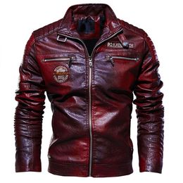 Jackets para hombres Chaqueta de cuero Hombres de invierno Motocicleta PU Jacket Leahter Stand Male Collar Casual Windbreaker Ropa de Hombre Slim Coat 3xl 230814