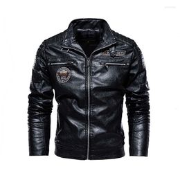 Vestes pour hommes veste en cuir hommes hiver polaire moto cuir PU mâle col montant décontracté coupe-vent Ropa De Hombre mince manteau 3XL