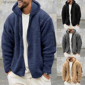 Vestes pour hommes Loisirs Vêtements d'extérieur Hommes Manteau de laine Casual Zip-up Vestes à capuche pour hommes Automne Hiver Polaire Tenues Mode Lâche Pure Couleur Veste T231010