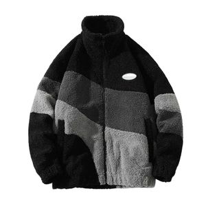 Vestes pour hommes loisirs Vintage polaire veste surdimensionné contraste couleur manteau chaud vêtements pour hommes hiver Parkas vêtements 231114