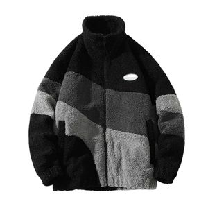 Herenjassen Vrije tijd Vintage Polar Fleece Jas Oversize Contrasterende Kleur Jas Warme Mannelijke Uitloper Winter Parka Kleding 231121