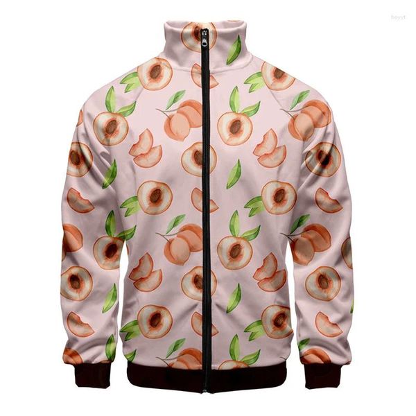 Vestes pour hommes Citron Pêche Banane 3D Veste imprimée Hommes Fashion Street Surdimensionné Manteau à manches longues Tops Cartoon Fruits Zipper Vêtements