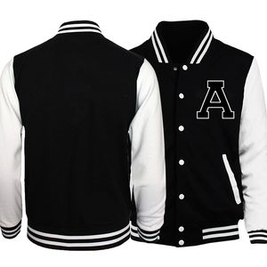 Vestes pour hommes lettre A Veste de baseball Manteau Noir Blanc Slim Fit University Varsity Vestes Manteaux Uuniform Moto Bomber Streetwear Polaire 230313