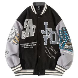 Chaquetas para hombres Chaqueta universitaria bordada con letras Chaqueta de béisbol japonesa ultrafina de primavera Chaqueta universitaria Harajuku de hip-hop 231214