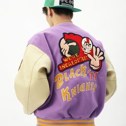 Chaquetas de los hombres Carta flocado bordado de alta calidad PU chaquetas de uniforme de béisbol hombres hip-hop calle suelta empalme chaqueta de todos los partidos para hombre 230725