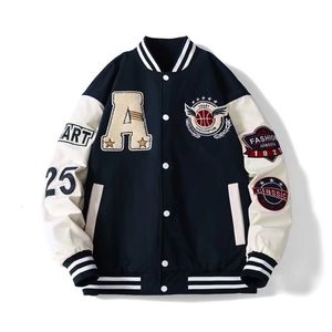 Heren Jackets Letter Leather Jacket College Hop Harajuku Bone Varsity Unisex Bomber Streetwear Hip Patchwork Baseball Dames Jassen Coats Men 230531