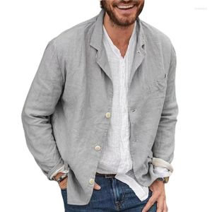 Vestes pour hommes en lin pour hommes décontracté été costume manteau gris simple boutonnage coupe ample léger mariage bal marié robe Blazer