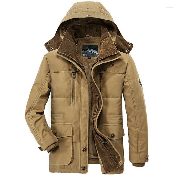 Vestes pour hommes longue doudoune manteau d'hiver à capuche décontracté thermique Parka 6XL ajusté multi-poches Cargo