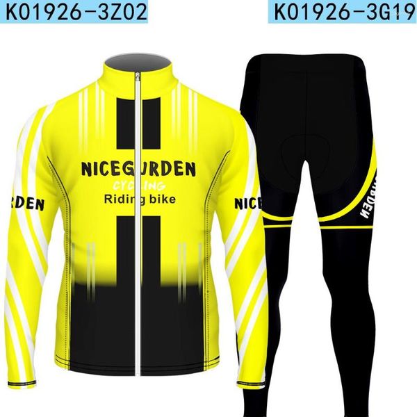 Vestes pour hommes à manches longues, combinaison de cyclisme, respirante, fermeture éclair, vêtements de vélo, maillot imprimé jaune