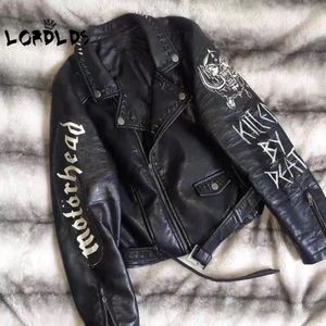Men S Jackets Lordlds Mens Distressed Leather Black Moto Biker Vintage Cafe Racer Streetwear Punk Rock Jacket met gedrukte man 230814