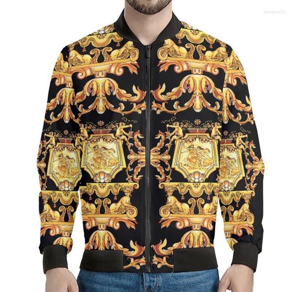 Chaquetas para hombre, chaqueta de lujo con estampado Floral dorado para hombre, ropa de moda para exteriores para primavera y otoño, abrigos de fiesta, Top con cremallera de leopardo, 4XL, triangulación de envíos