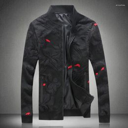 Men's Jackets Luxury Red Black Jacquard Jacket Men 2024 Retro Bomer Male Classic Casual Elegant Outfit 5xl Jaqueta Masculina